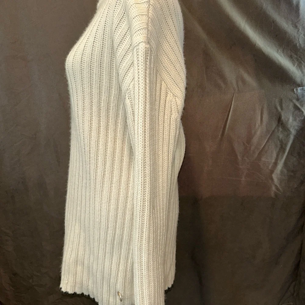 Men’s Point Zero Cream Ribbed Turtleneck Sweater - Picture 2 of 5